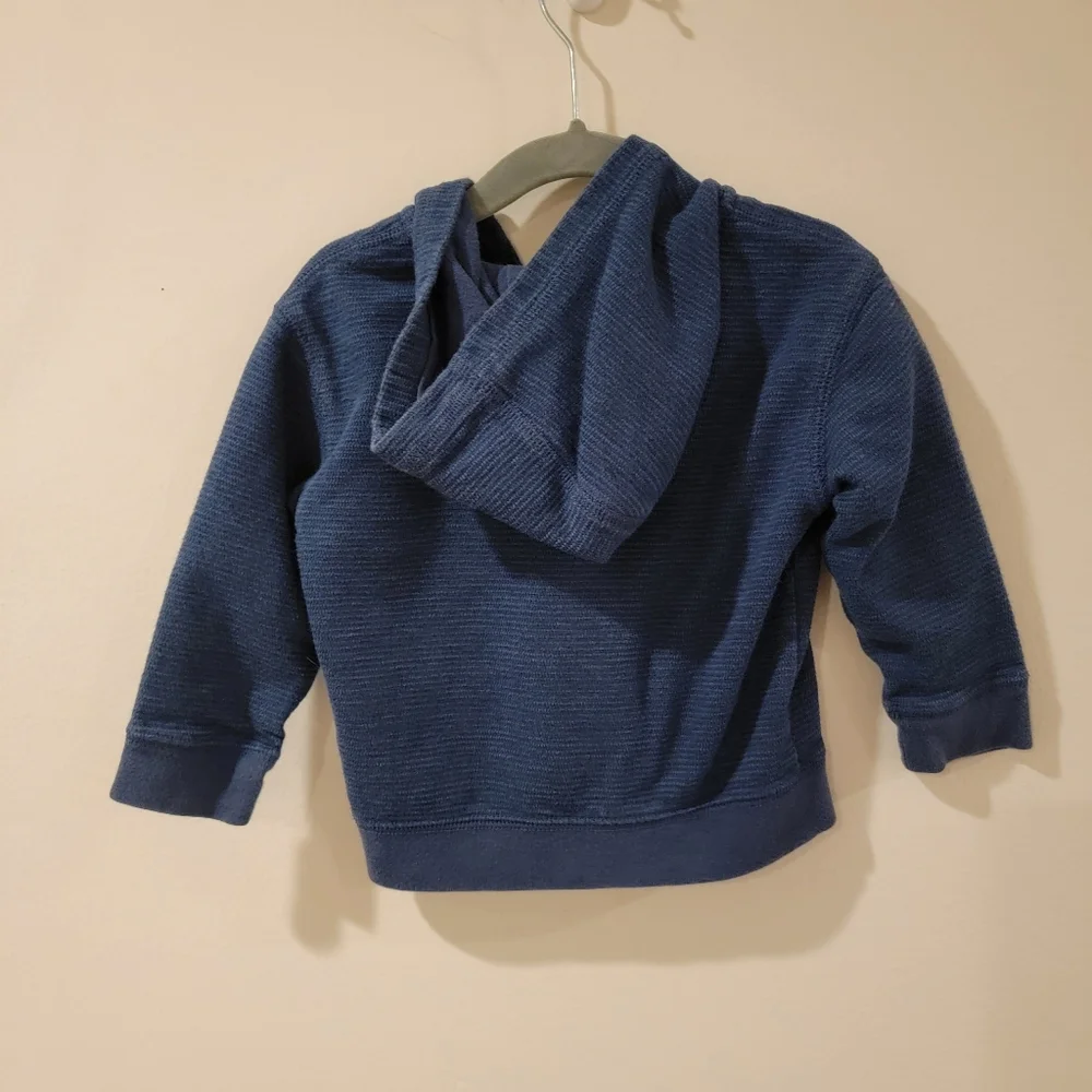 Baby Gap Striped Hoodie heather navy blue 18-24 Months zip up sweatshirt jacket